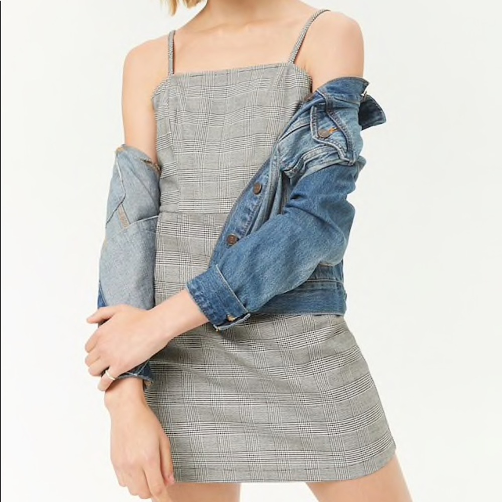 Forever 21 Glen Plaid Square Neck Dress